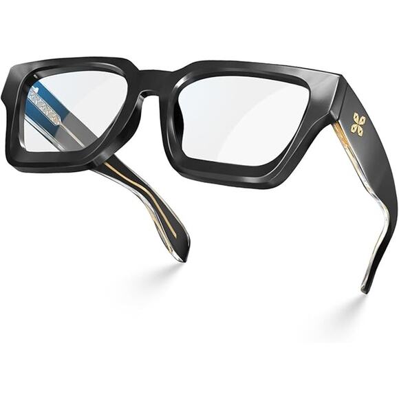 Black Rectangle Chic Preppy Retro Blue Light Blocking Glasses for Women Men - Picture 1 of 13